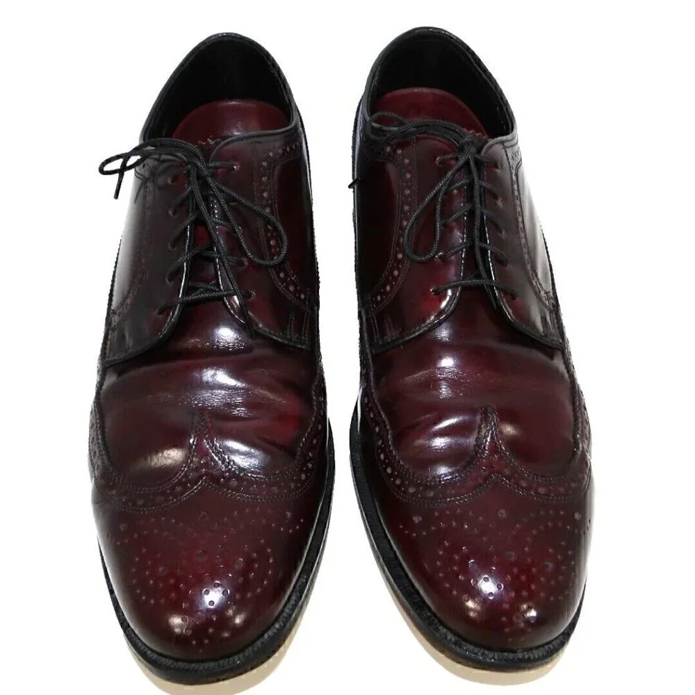 FLORSHEIN red-ish brown patent leather lace up oxford dress shoes men's size 9 D